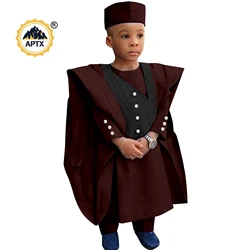 Trajes de estilo africano para niños, ropa de 3 piezas con estampado de cera, camisa tradicional, pantalones y sombrero, Y224029, 2022