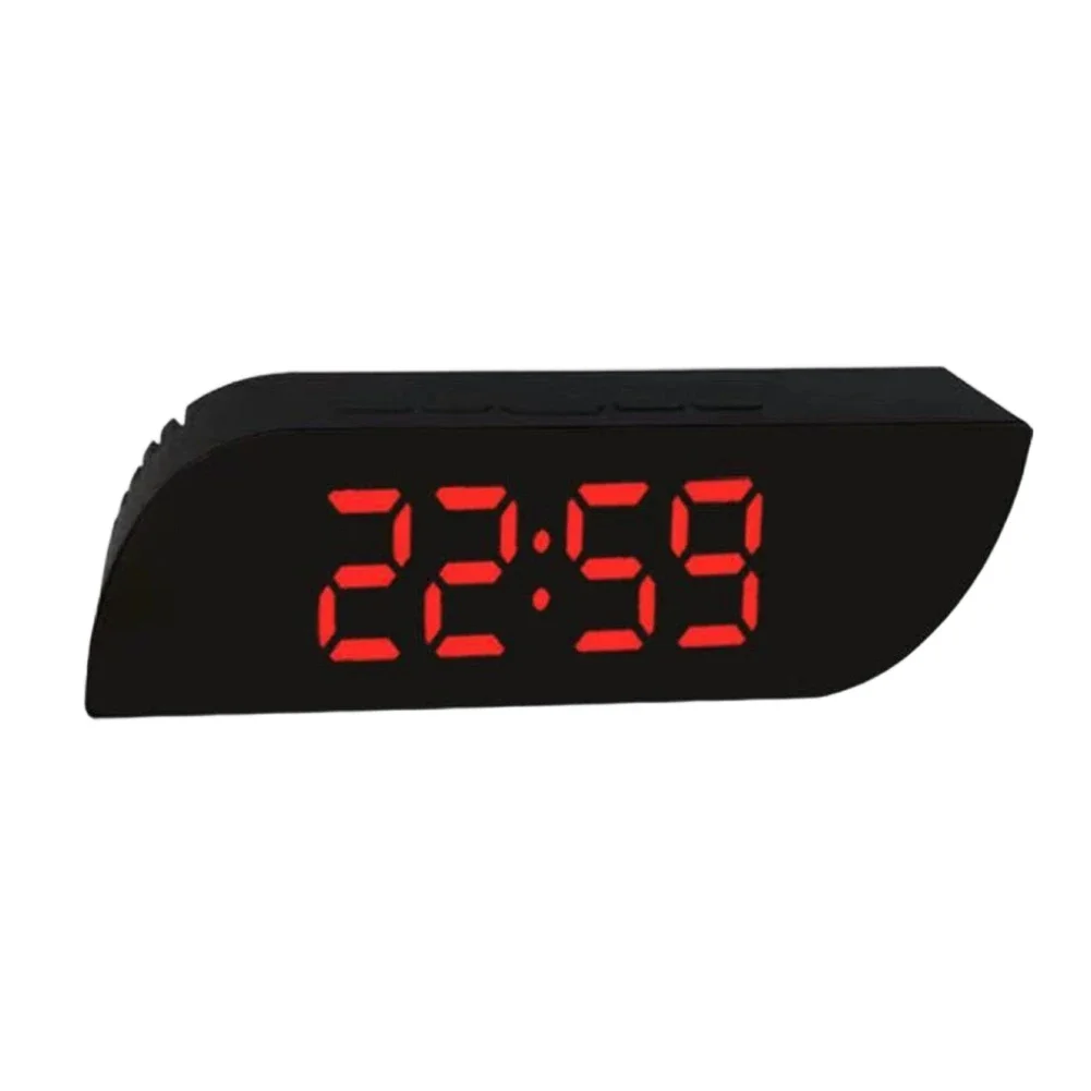 LED Digital Alarm Clock Mirror Time Temperature Dual Display Adjustable Brightness Plastic Clock Home Decoration Tools