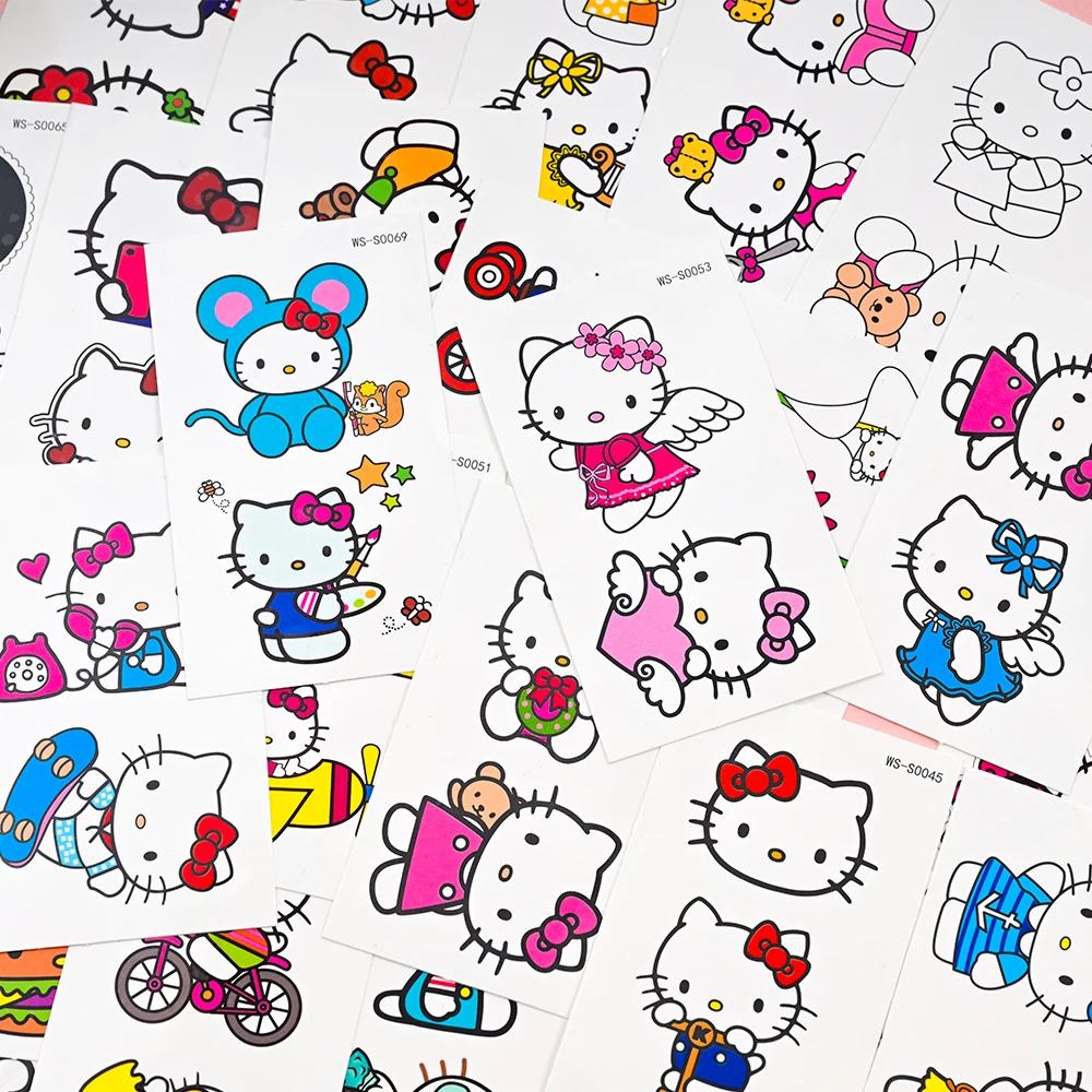 30 Teile/satz Cartoon Hallo Kitty 3D Temporäre Tattoos Aufkleber 5*5cm Kawaii Nette Rosa Kitty Katze Nagel Aufkleber DIY Wasserdicht KT Slider