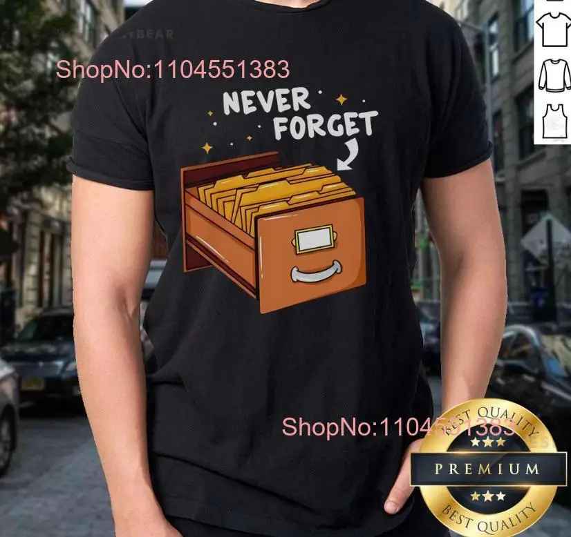 Camiseta con catálogo de cartas Never Forget, talla S-5XL