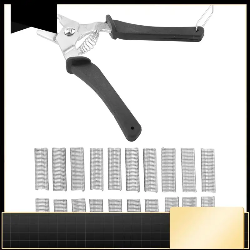 1Pcs Hog Ring Plier Tool And 600Pcs M Clips Chicken Mesh Cage Wire Fencing Crimping Solder Joint Welding Repair Tools-N37R