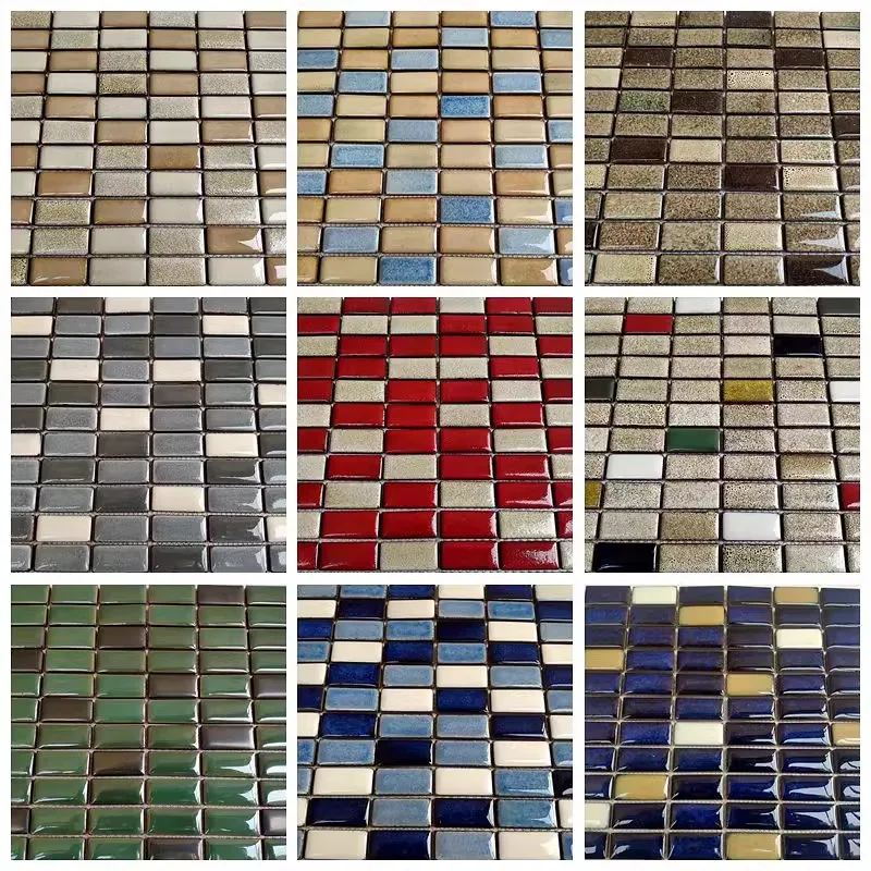 

3D Square Ceramic Mosaic Tiles Glass Mirror Handmade Ornaments Tiles Wall Crafts Colorful Crystal for Decorative Materials
