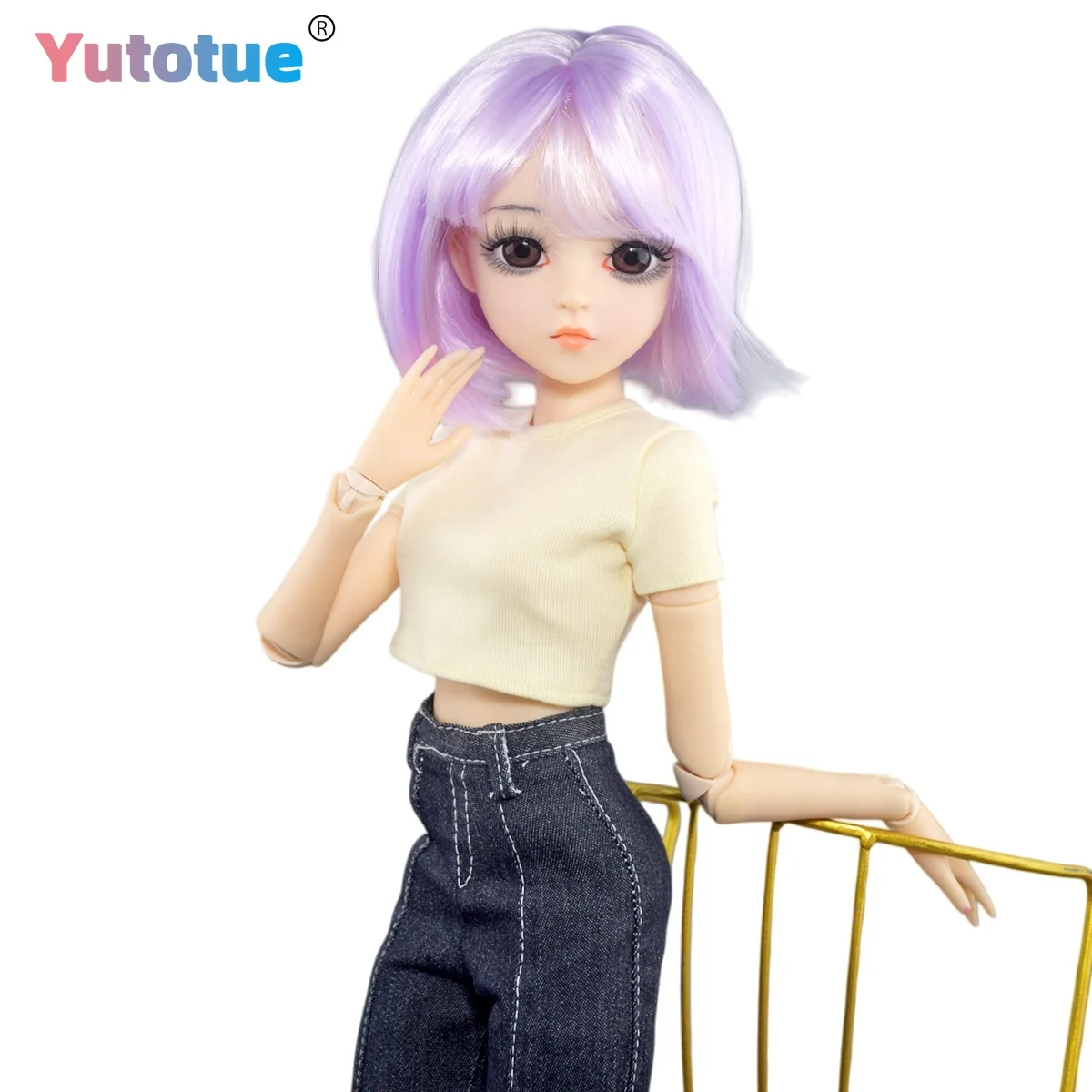 YUTOTUE 60cm Height Girl Doll Removable Short Wig Fashion Clothes Shoes Full Set BJD Doll Toy Lifelike