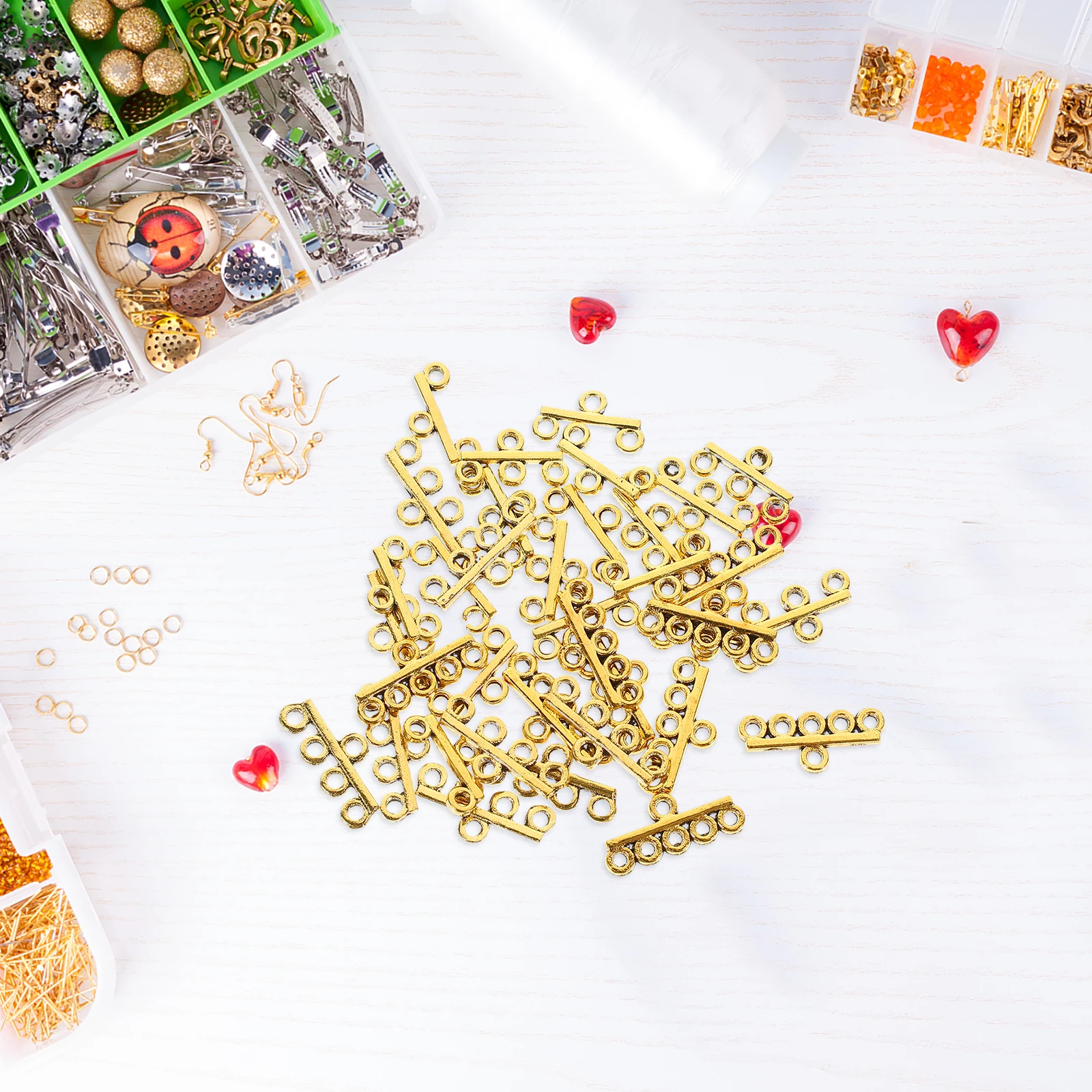 

40pcs Alloy Pendants Charm Accessories for Bracelets Necklace DIY Crafts Hollow Hanging Links Simple Connectors Jewelry Making