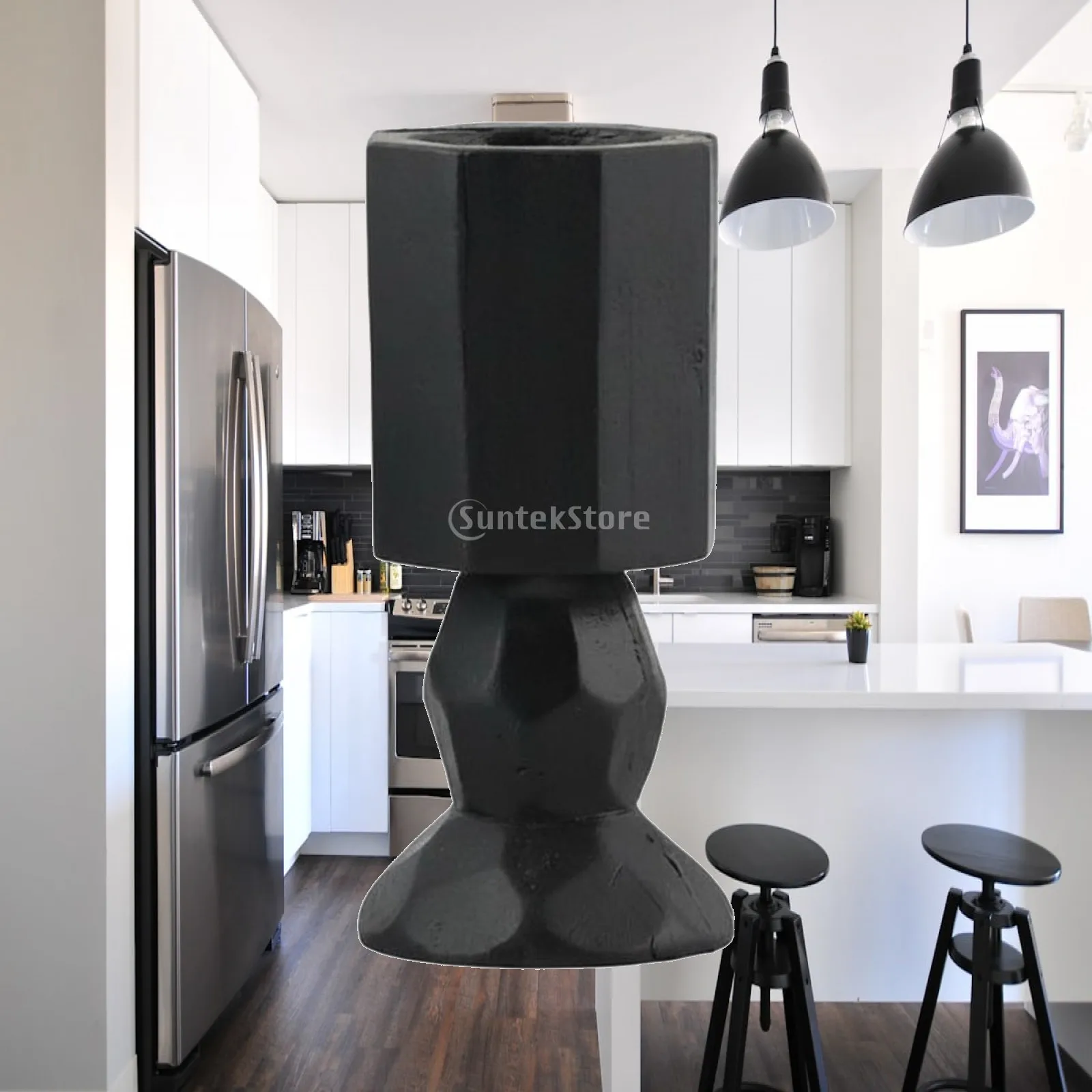 Nordic Geometric Candle Holder Matte Black Resin Candlestick for Dining Table Display