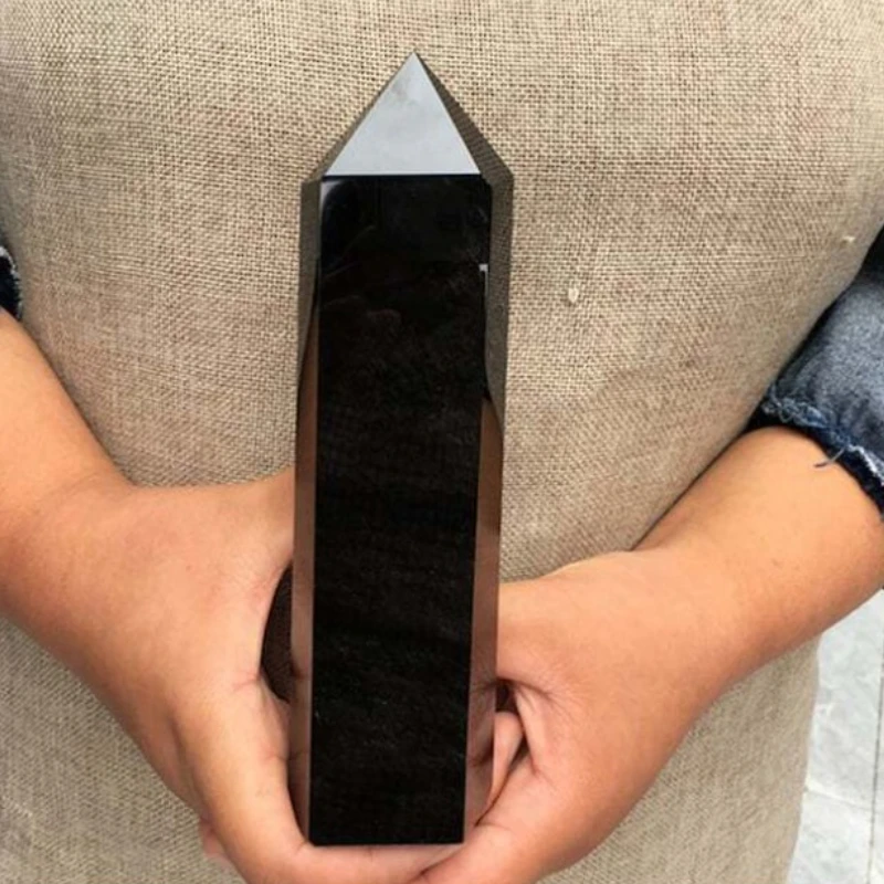 400g+ Natural obsidian Obelisk Quartz Tower Crystal Wand Point Home Decoration Healing Crystals Home Decorations