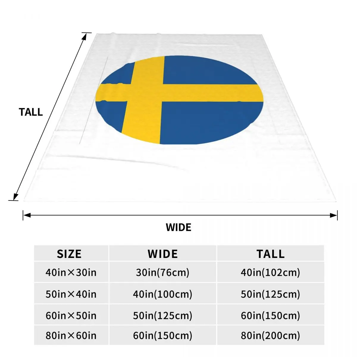 Sweden Swedish Flag Round Blankets Flannel Sofa Throw Blanket Lightweight for Couch Bedding Travel Throws Bedspread Quilt