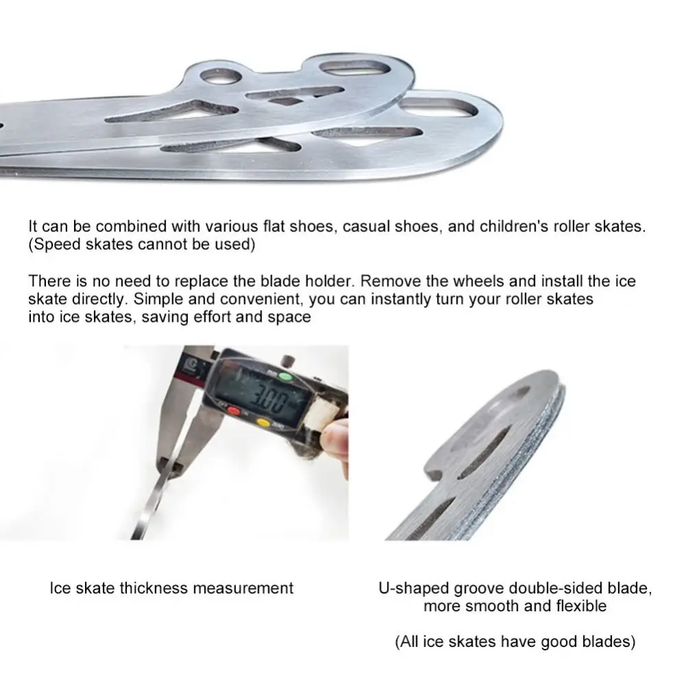 

1 Pair New 253/290mm Skating Blades Silver Stainless Steel Ice Skating Blade Replacement Skate Shoes Accessory
