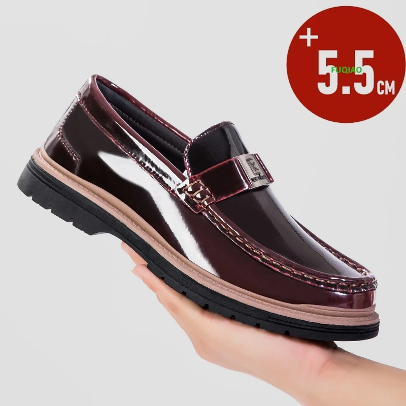 

Мужские туфли-лоферы из натуральной кожи для бизнеса и повседневной носки, с невидимым увеличением роста на 5,5 см, удобные рабочие оксфорды