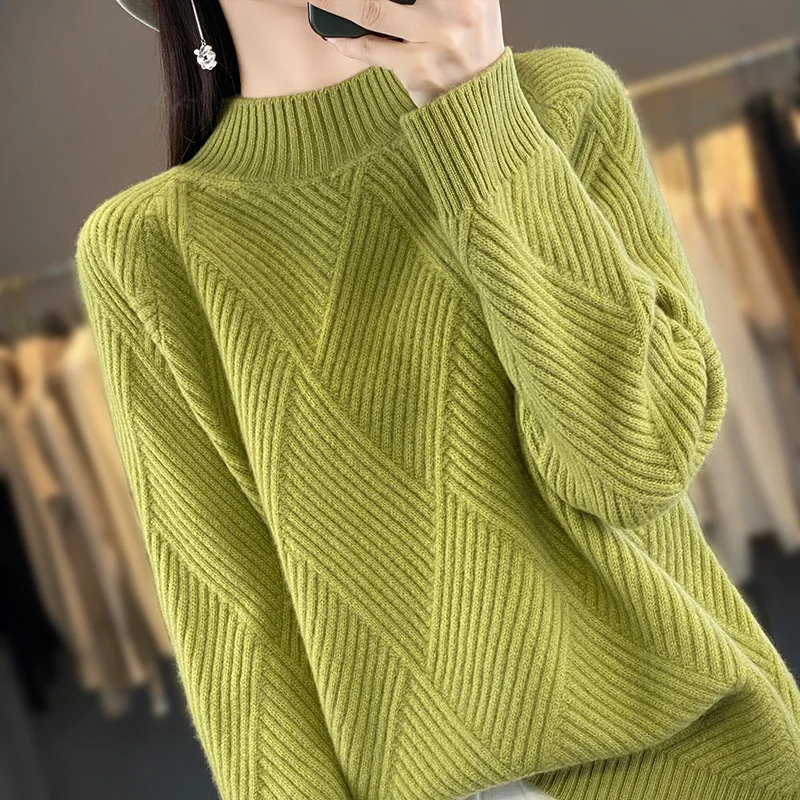 Thickened Sweater 2023 Winter Women Loose Sweaters And Pullovers 100% Australian Wool Sweater Clothing New Fashion NJS01