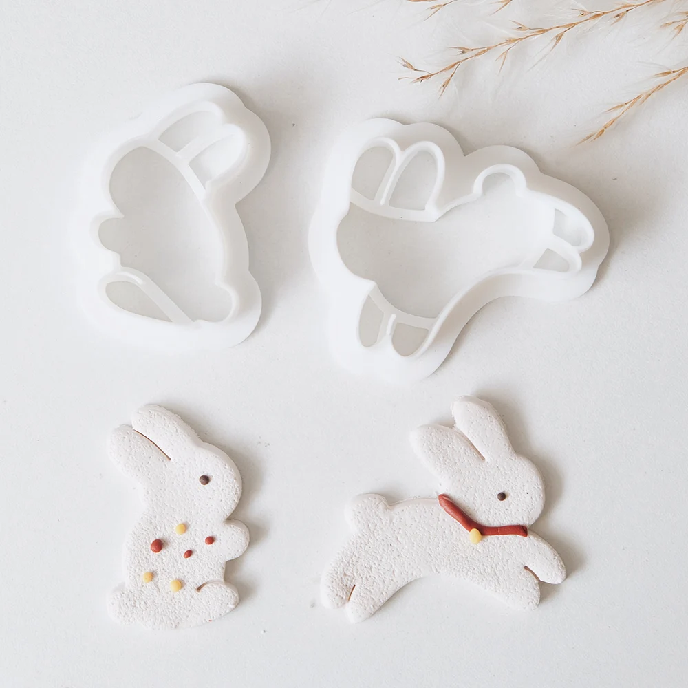 1Pc Rabbit Shape Polymer Clay Cutters Cute Cartoon Bunny Shaped Dangle Clay DIY Earring Jewelry Pendant Pottery Making Mold Tool