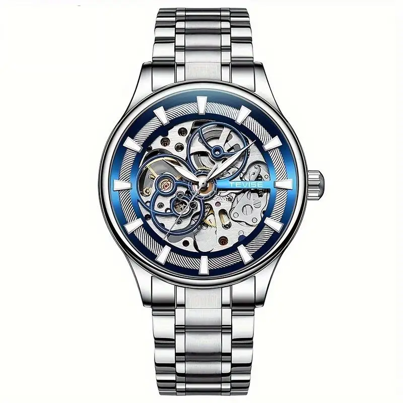 

TEVISE автоматические механические часы для мужчин, часы со скелетом из нержавеющей стали, светящиеся модные мужские часы лучшего бренда