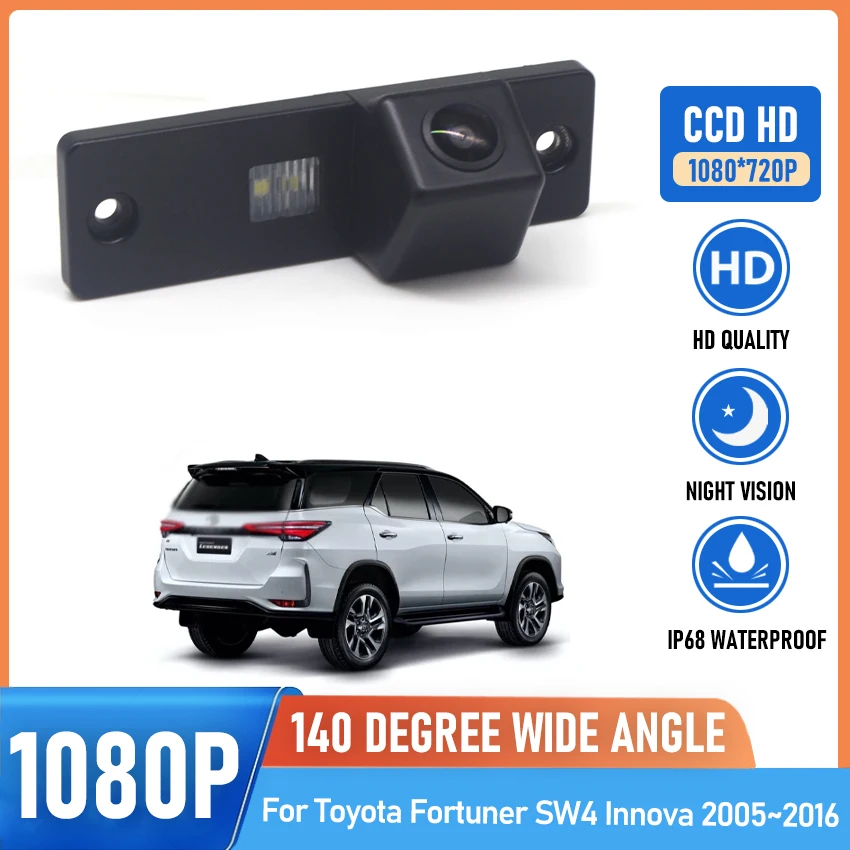 HD Waterproof 1080*720 Fisheye Rear View Camera For Toyota Fortuner SW4 Innova 2005~2015 2016 Car Reverse Parking Accessories