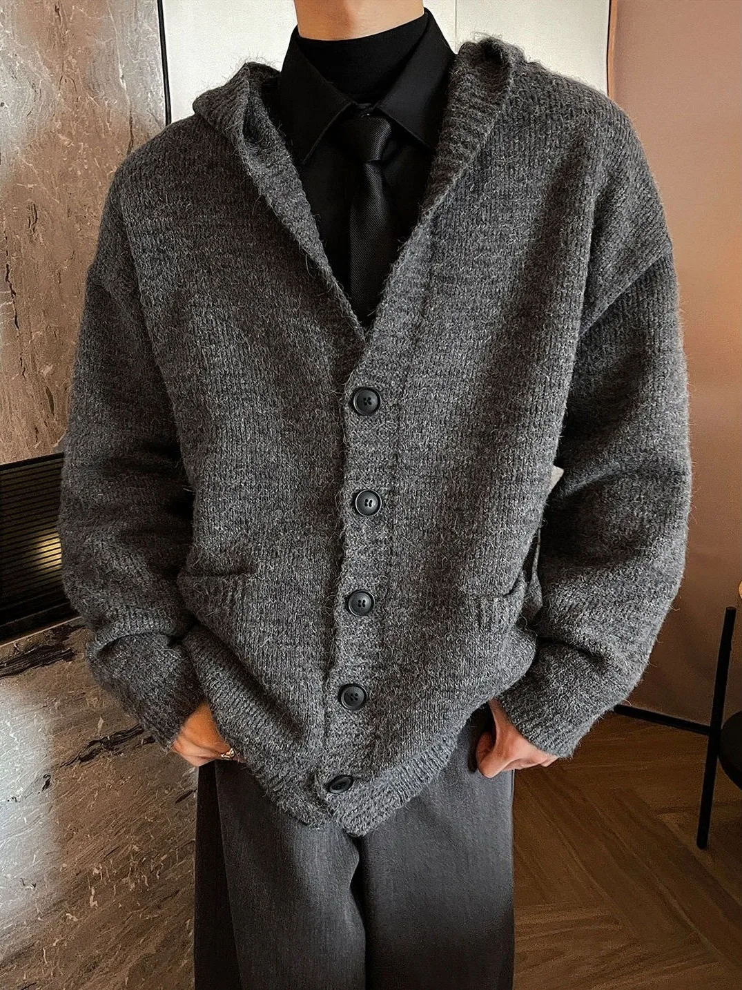 

ay Aosphere Casual Hoodie Cardigan Knitted Sweater Men Women Sle Autumn Lazy Button Loose Fit Comfortable Warmth