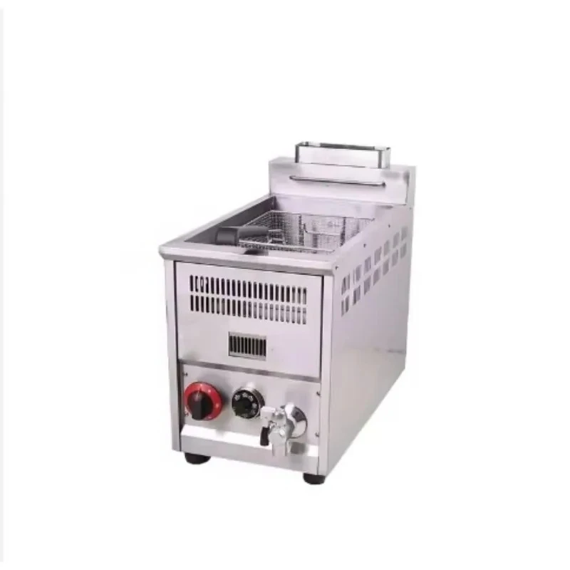 Good Quality New Commercial Gas Deep Fryer With 1 Basket Fried Chicken Fries Frye Machine With Oil Valve