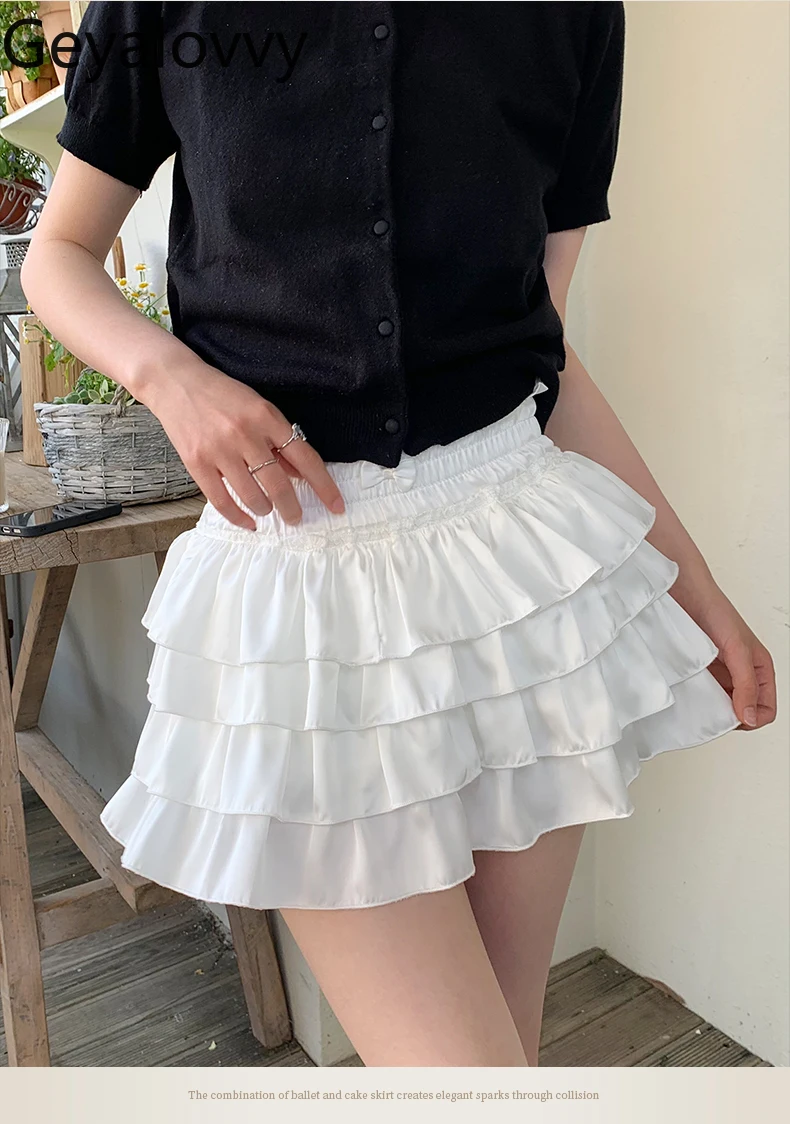 

Универсальная однотонная юбка-тортик в стиле Лолиты для девочек, летние мягкие пышные короткие юбки принцессы с высокой талией и эластичной резинкой для девочек