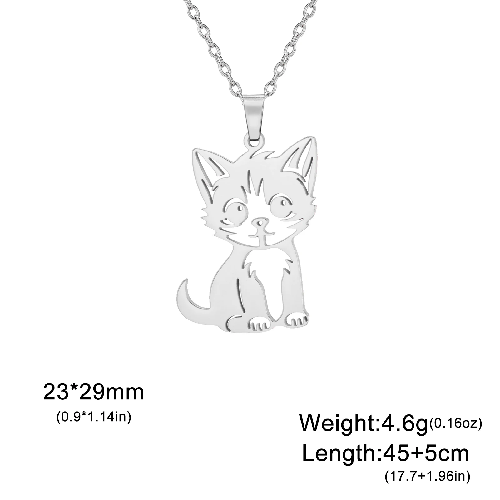 Sipuris Kitten Cat Pendant Necklace For Women Stainless Steel Kawaii Cute Animal Jewelry Christmas Gifts New Trendy