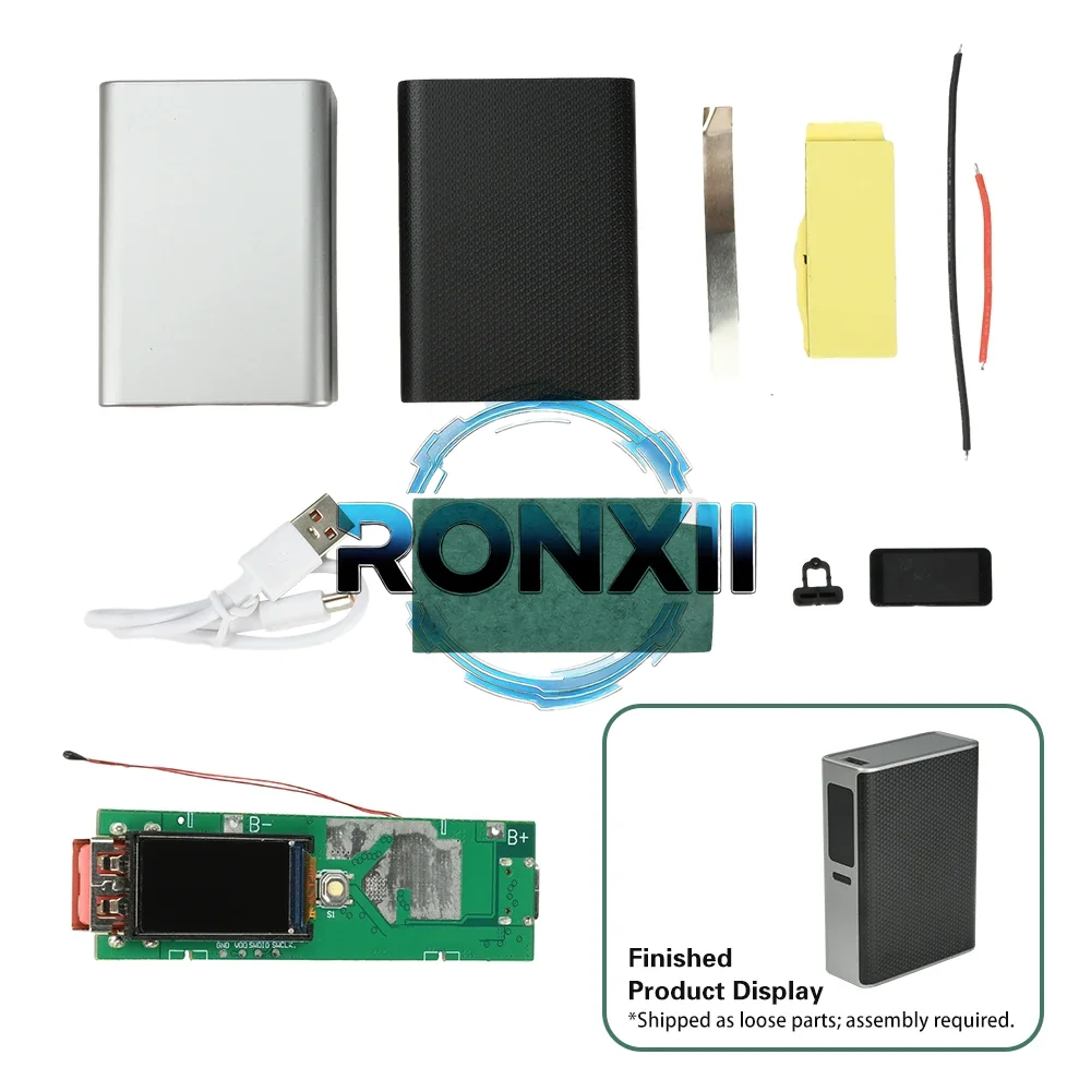 DIY 21700 Battery Case Portable Kit 22.5W Mobile Power Fast Charging Module with 0.96-inch TFT Color Digital Display