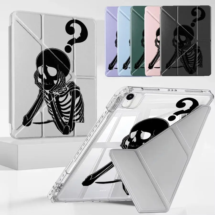 Doubtful Skeleton Y-Fold Holder Cover Tablet Case For iPad Air 4 5 M3 M2 1 2 M4 11inch Pro 11th 10th 9th 8th 7th 12.9inch Mini 6