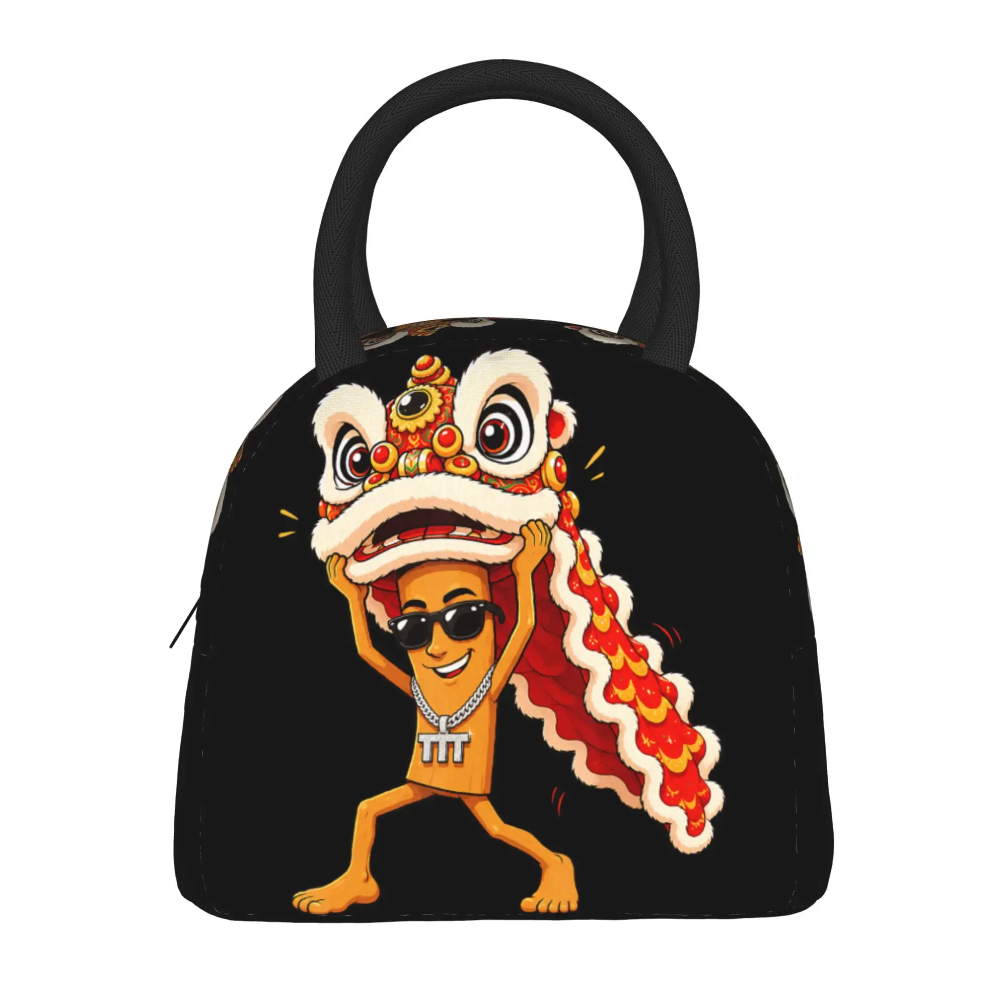 Lion Dance Celebration Brainrot Tung Sahur Lunar New Year Lunch Bag Lunch Box Adult Design Cooler Bag Casual Tote Food Bags