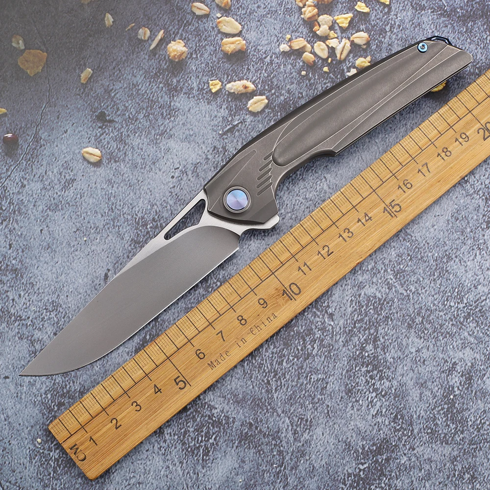 Outdoor Survival M390 Blade Folding Knife Titanium Handle Tactical High Hardness Hunting Camping Self Defense Fruit Kitchen Tool