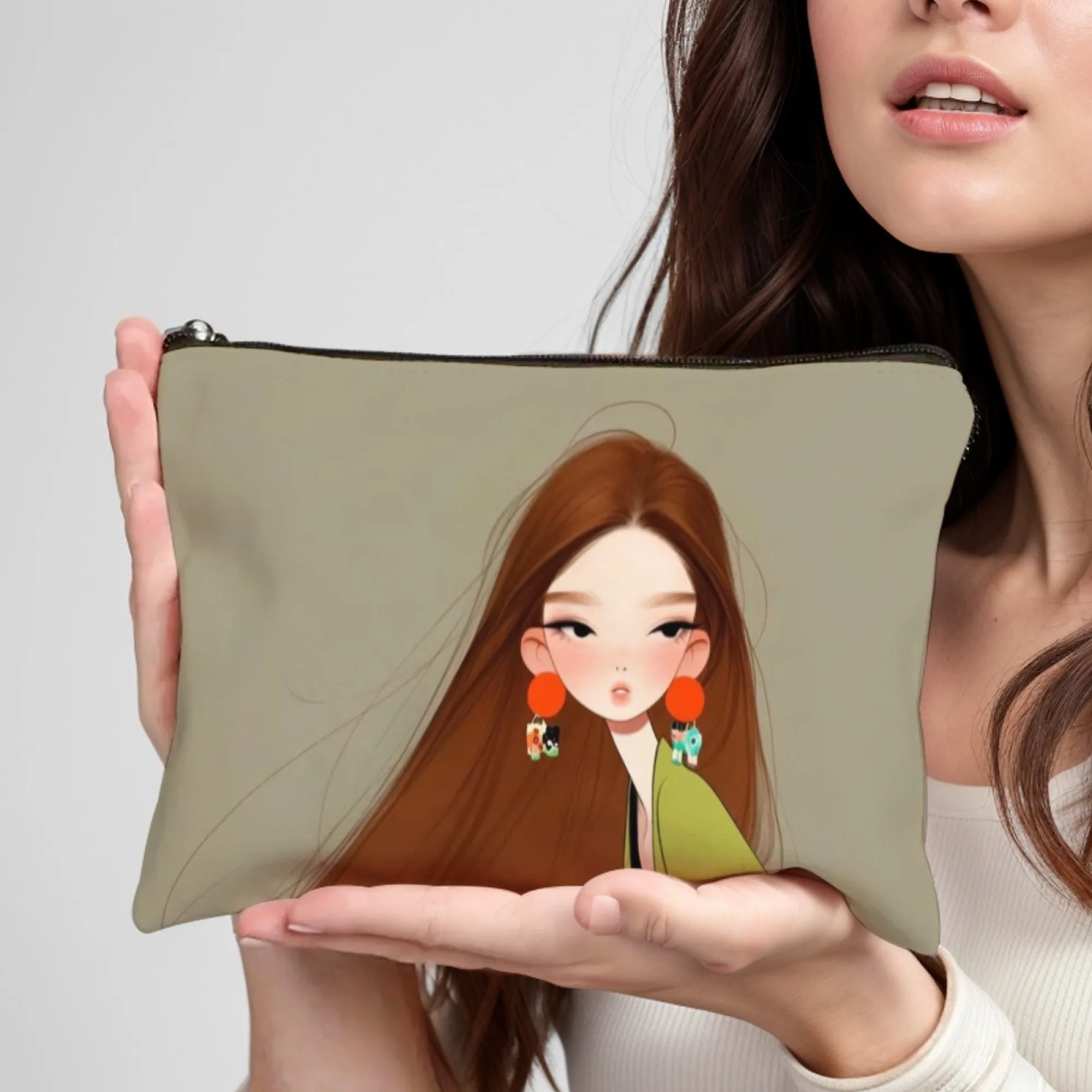 Ethnic pretty girl Durable Zippered Makeup Bag for Travel Cosmetic Pouch with Pockets Women Toiletry Organizer Christmas