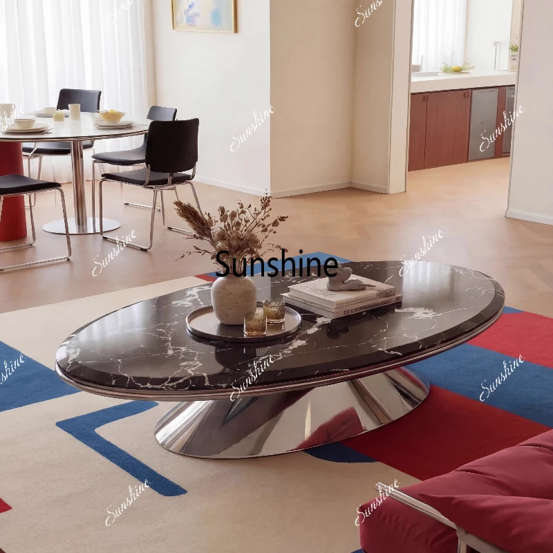 

Modern minimalist, patterned coffee table oval storage home living room high-end design