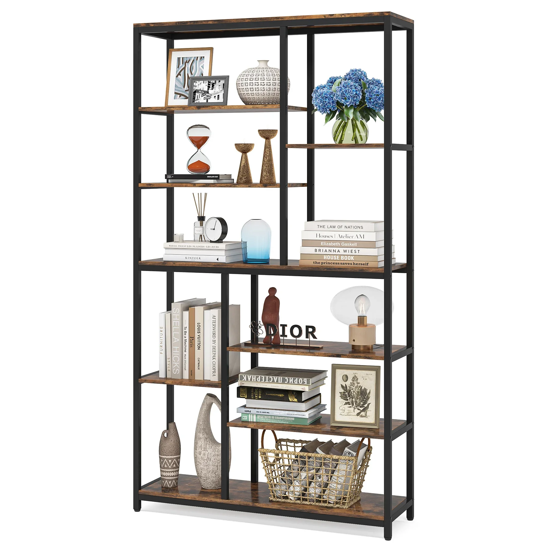 Tribesigns 79 Inches Bookcase with Open Shelves, 9-Tier Industrial Bookshelf, 10 Cubes Etagere Storage Shelves Display Shelf