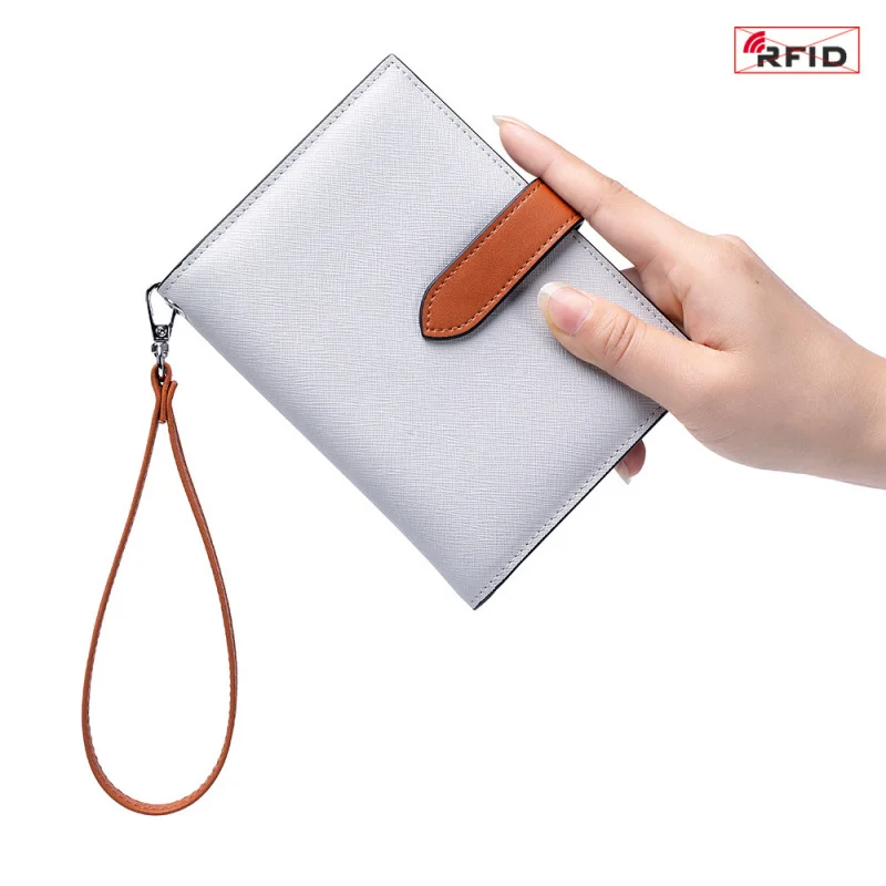 Genuine Leather Wristlet Passport Holder Large Capacity Multi-Function Travel Wallet With Ticket Pocket ID Card Case For Women