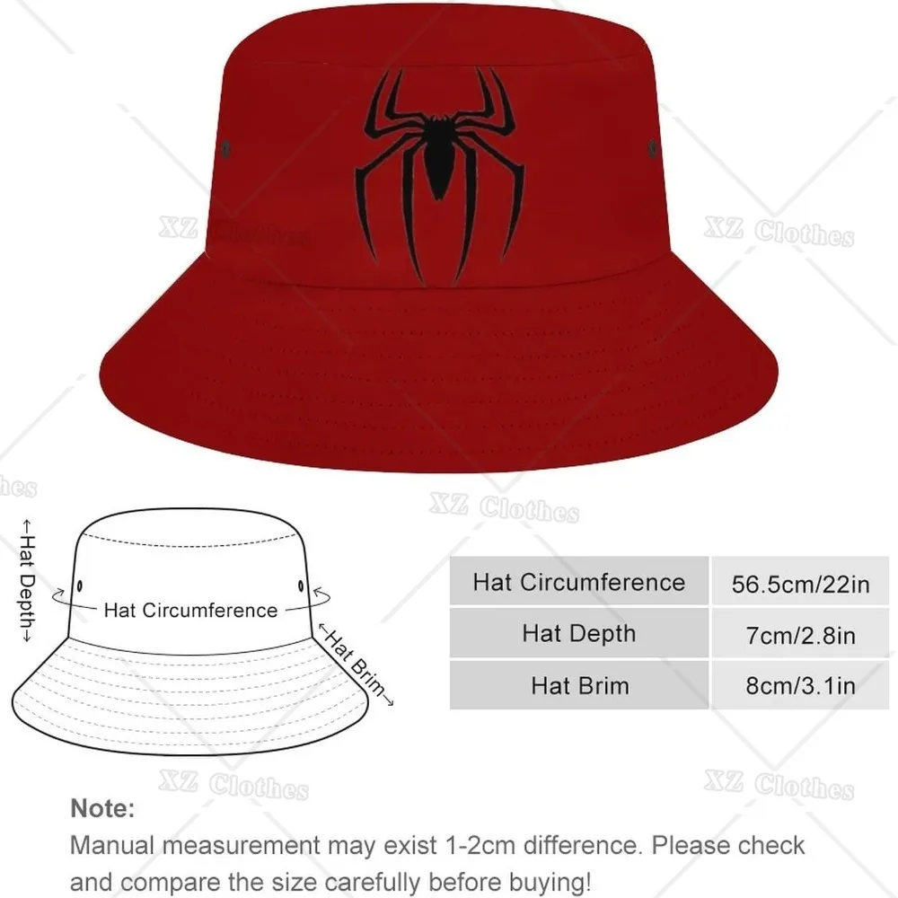 Spider Red Bucket Hat for Women Men Teens Beach Outdoor Fashion Packable Sun Cap Fishing Caps for Fisherman