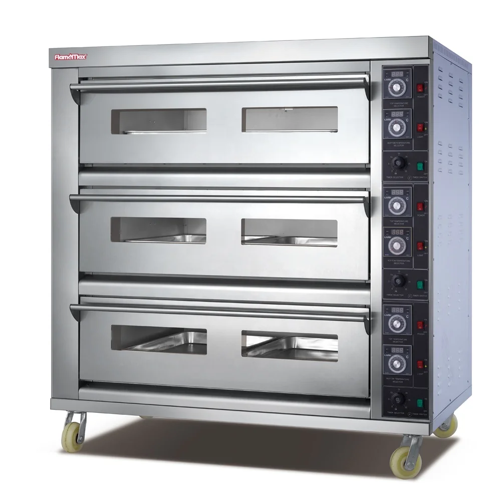 

OEM 3 Deck 6 Trays Bread Pizza Bakery Equipment Machine Electric Gas Oven Convection Oven