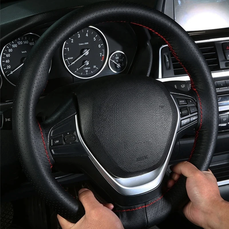 Hand Sewing Steering Wheel Cover 37/38CM Car With Needle And Thread Interior Accessories Auto Interior