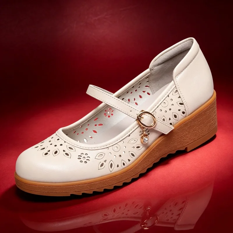 

4.5cm All Match Breathable Comfortable Genuine Leather Shoes Women Mary Janes 2026 Thick Bottom Flat Platform Shoes Office Mom