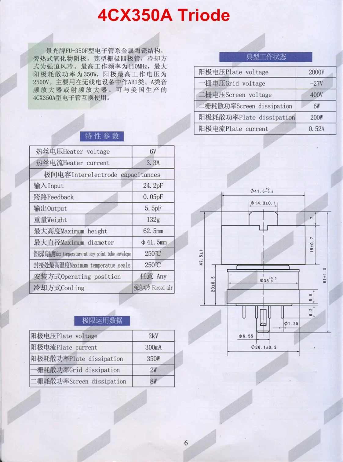 New Original 4CX250B/4CX350A Electron Tube One-stop BOM Matching Service for Electronic Components