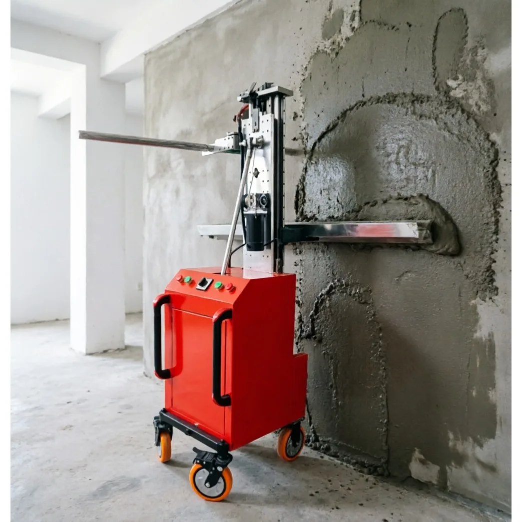 2026 Hot seller Villa Renovation Automatic Wall Render Machine Wheeled Mobile Auto Leveling Interior Cement Mortar Plaster Tool