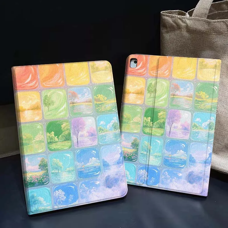 

White Flowers Blue Background Tablet Case For Apple iPad Air Pro mini 1 2 3 4 5 6 7 8 9 11 M2 M3 M5 M4 5th 6th 7th 10th