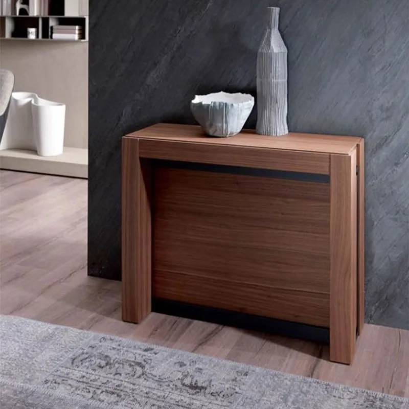 retractable foldable rectangular 8-person simple small apartment invisible table and chair combination