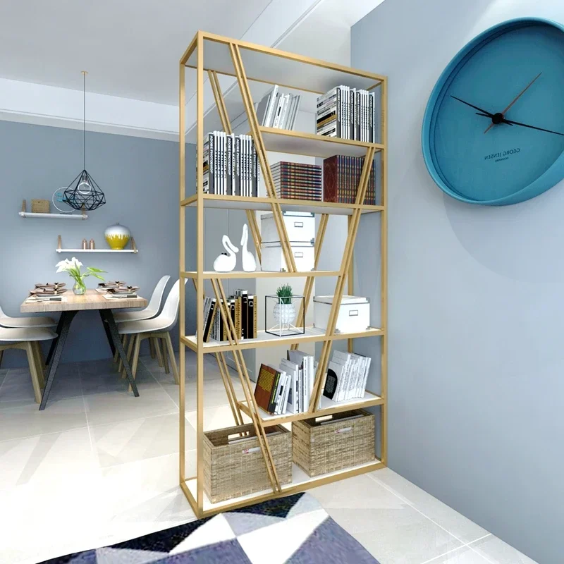 Advanced Nordic gold partition storage screen, living room floor standing modern office display rack