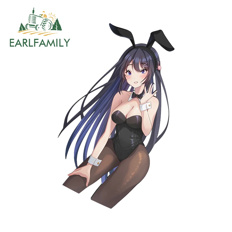 

EARLFAMILY 13cm X 8.2cm for Sakurajima Mai Cute Half Body Car Stickers Personality Graffiti Decals Car Door Protector Laptop