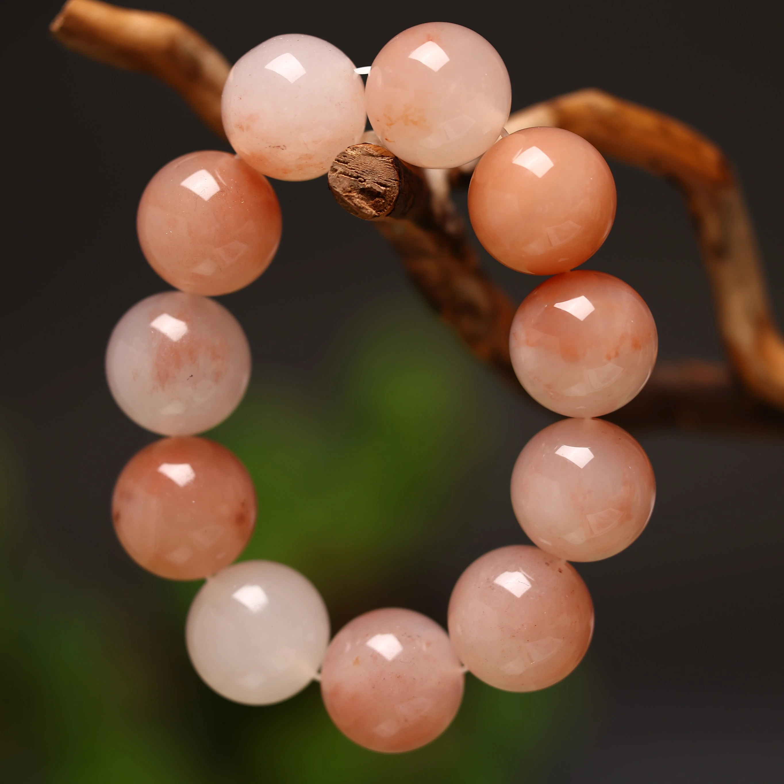 

20mm Natural Pink Jade Bracelets Men Women Fine Jewelry Genuine China Nephrite Stone Hetian Jade Big Beads Bracelet Bangles