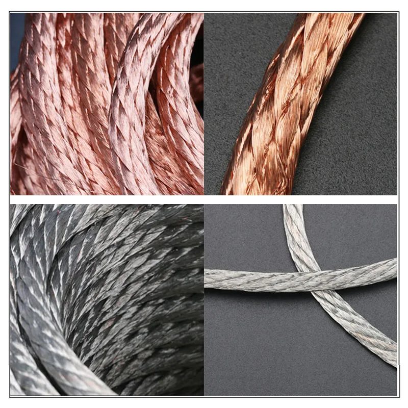 1m Red Copper Braid Wire Tin-plated Braided Tape 2.5-95 Square Conductive Rope Soft Connection for Electrical Applications
