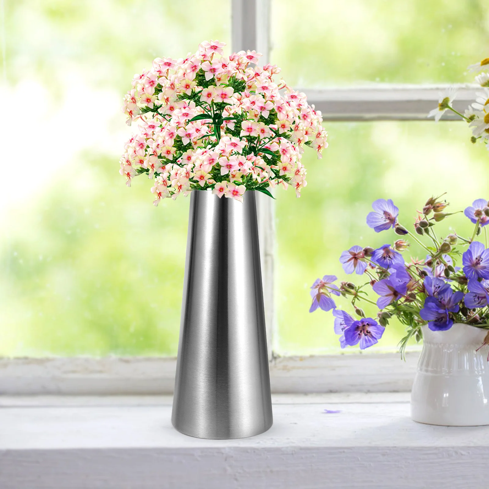 

1pcs Metal Flower Vase Stainless Steel Desktop Plant Planter For Home Office Decor Dried Flowers Indoor Plants Decoration