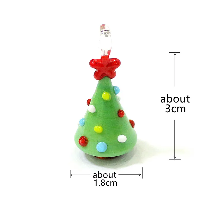 2pcs Lovely Mini Christmas Tree Charm Glass Pendant Ornaments for DIY Craft Supplies Xmas Decor New