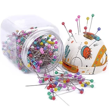 500 قطعة رأس اللؤلؤ إبرة دبابيس اللحف معبأة في النسيج المغطاة دبوس وسادة زجاجة الزفاف أداة زخرفة الخياطة الحرف