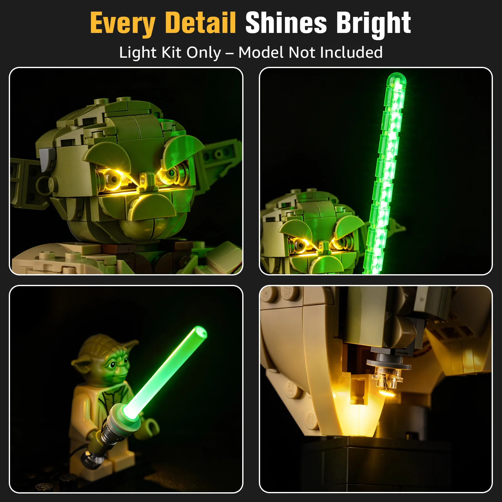 BrickSoul Led Light Kit Suitable for Lego Yoda Bust 75438 Model Not Included Building Blocks