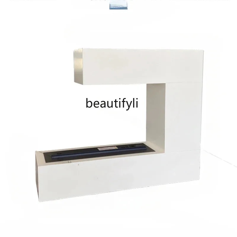 D071 Light Luxury Solid Wood Fireplace Mantel Living Room Partition Curio Cabinet Stove Core Simulation Flame Color Changeable
