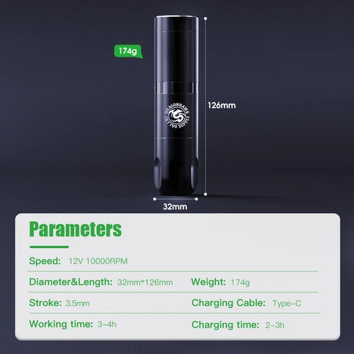 Imagen 2 del producto Dragonhawk-máquina de tatuaje con cartucho inalámbrico X20, bolígrafo con batería de alta capacidad con pantalla Digital LED de 1500mAh, bolígrafo de tatuaje portátil