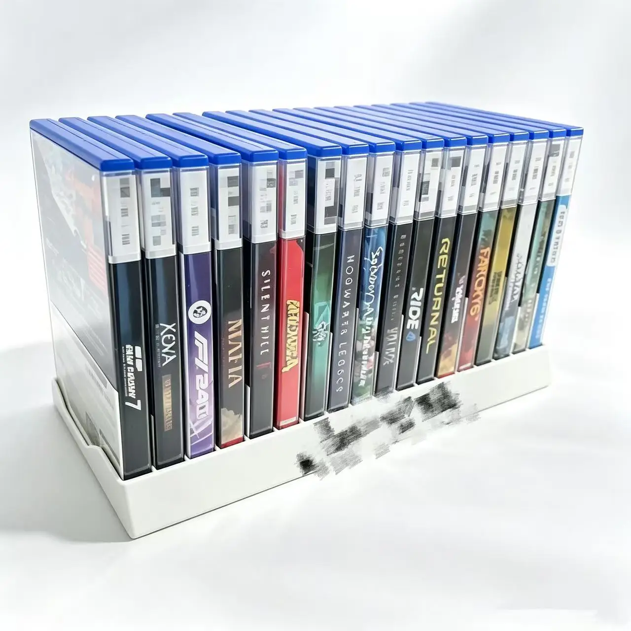 PS-5 Game Disc Storage Rack 3D Printed Holder 14 Discs Minimalist Organizer Console Shelf Game Room Collection Display