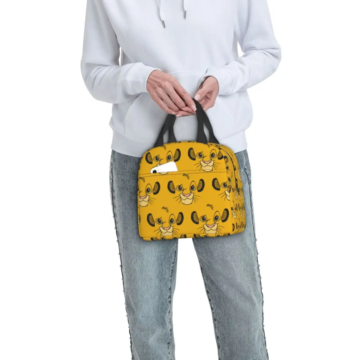 Bolsas térmicas para el almuerzo con diseño de León, diseño de cara de Simba, bonita bolsa térmica reutilizable con dibujos animados, bolsa para el almuerzo, bolsa Bento para el trabajo y actividades al aire libre