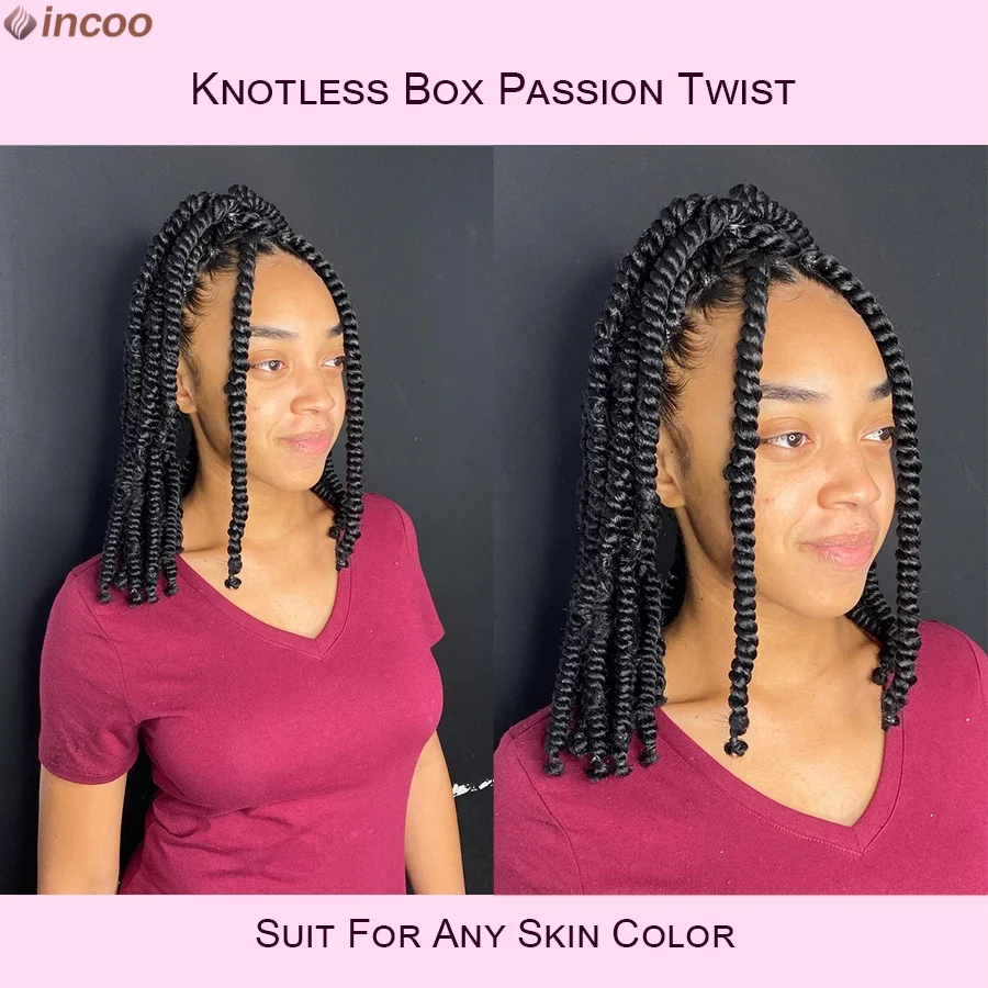 Spring Twist Braids Wig Synthetic Knotless Box Braided Wigs 12'' Full Lace Short Bob Braiding Wig for Black Women Passion Twist
